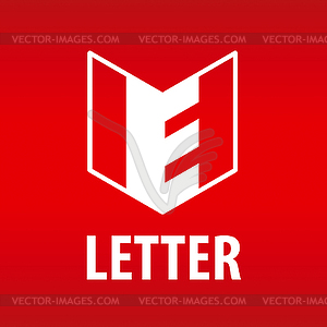 Logo letter E in open book - vector clipart