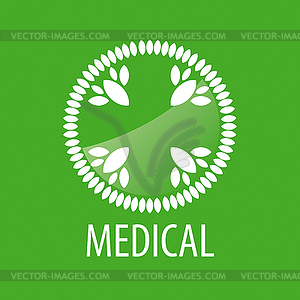 Logo cross of leaves - vector clip art