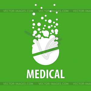 Logo tablet with bubbles for pharmacy - vector EPS clipart