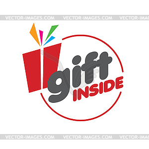 Круглая коробка логотип подарки - изображение векторного клипарта