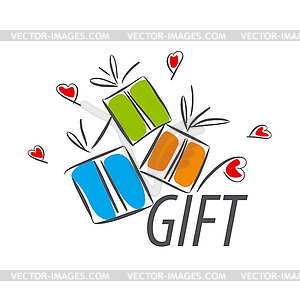 Logo colorful gifts and hearts - color vector clipart