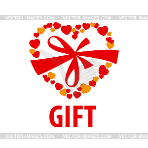 Logo gift in form of heart - vector clipart