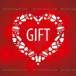 Logo heart on red background - vector clipart