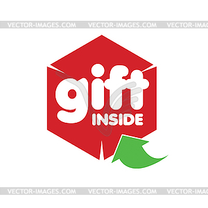 Логотип красная коробка и зеленая стрелка - изображение в векторном виде