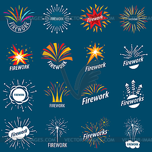 Biggest collection of logos for fireworks - vector image