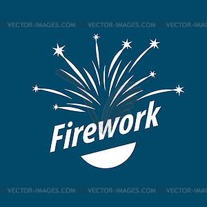 Logo abstract white fireworks - vector clip art