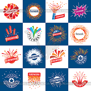 Set of logos for fireworks - vector image