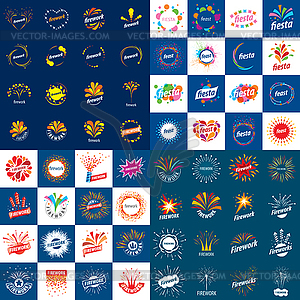 Set of logos for fireworks - vector image