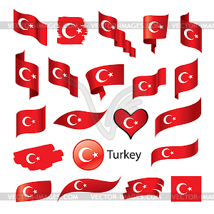 Набор флагов для Турции - иллюстрация в векторном формате