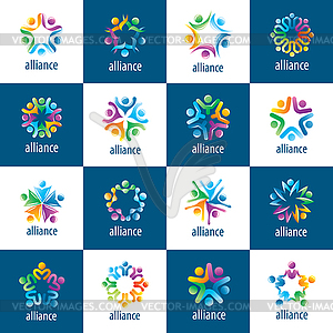 Set of logos union people - vector image