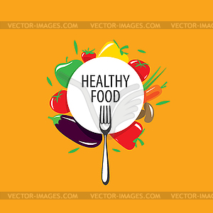 Логотип здорового питания - цветной векторный клипарт
