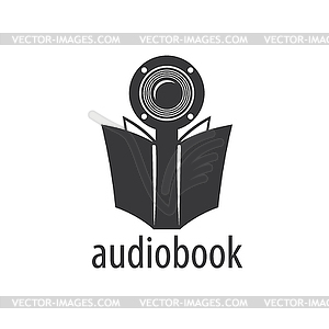 Аудиокнига. шаблон логотипа - черно-белый векторный клипарт