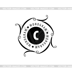 Monogram in frame - royalty-free vector clipart