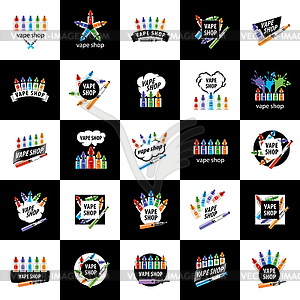 Logo for shop of electronic cigarettes - color vector clipart
