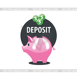 Logo piggy bank - vector image