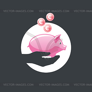 Logo piggy bank - vector image