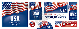 Set of banners with national flag of United States - vector image