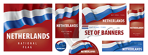 Set of banners with national flag of Netherlands - vector EPS clipart