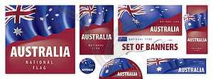 Set of banners with national flag of Australia - vector clip art