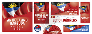 Set of banners with national flag of Antigua and - vector clipart