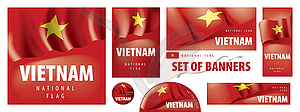 Set of banners with national flag of Vietnam - vector image