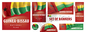 Set of banners with national flag of Guinea Bissau - vector image