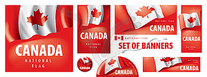 Set of banners with national flag of Canada - vector clip art