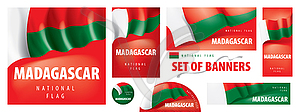 Set of banners with national flag of Madagascar - vector image