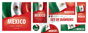 Set of banners with national flag of Mexican - vector clipart