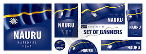 Set of banners with national flag of Nauru - vector clip art