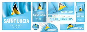 Set of banners with national flag of Saint Lucia - vector EPS clipart