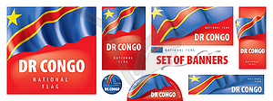 Set of banners with national flag of Democratic - vector clipart