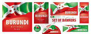 Set of banners with national flag of Burundi - vector image