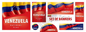 Set of banners with national flag of Venezuela - vector clip art