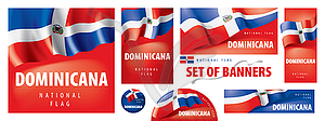 Set of banners with national flag of Dominicana - vector image