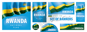 Set of banners with national flag of Rwanda - vector image