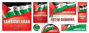 Set of banners with national flag of Sahrawi - vector image