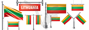 Set of national flag of Lithuania in various - vector clipart