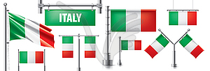 Набор национального флага Италии в различных творческих - стоковый векторный клипарт