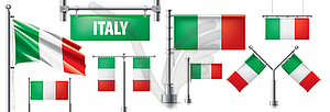 Set of national flag of Italy in various creative - stock vector clipart