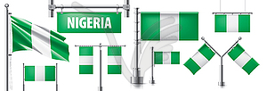 Набор национального флага Нигерии в различных - векторный дизайн