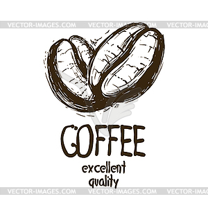 Логотип с нарисованными кофейными зернами - клипарт в формате EPS