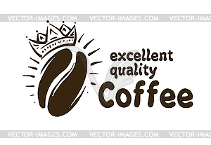 Корона с логотипом на кофейном зерне - векторный графический клипарт