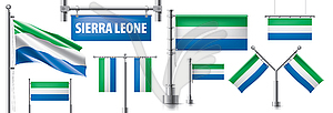 Set of national flag of Sierra Leone in various - vector image