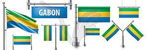 Set of national flag of Gabon in various creative - vector clipart