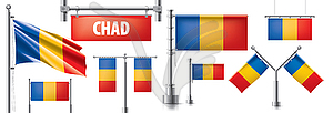 Набор национального флага Чада в различных творческих - клипарт в векторе / векторное изображение