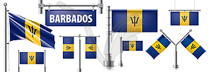 Set of national flag of Barbados in various creativ - vector clip art