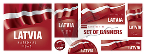 Set of banners with national flag of Latvia - vector image