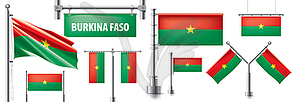 Set of national flag of Burkina Faso in various - vector image