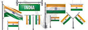 Set of national flag of India in various creative - vector image